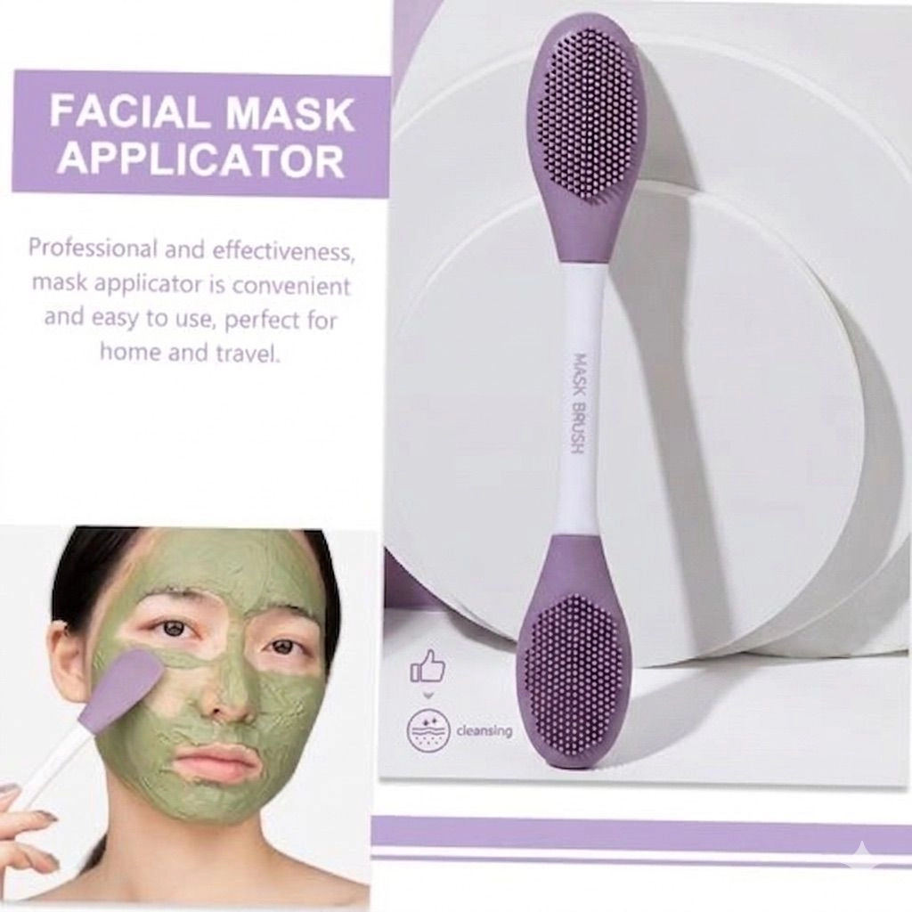 Double-Headed Silicone Mask Brush - Facial Cleansing & Mask Application Tool (2 Pc)