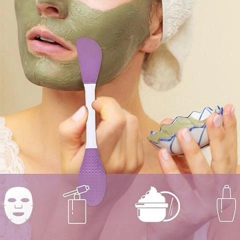 Double-Headed Silicone Mask Brush - Facial Cleansing & Mask Application Tool (2 Pc)