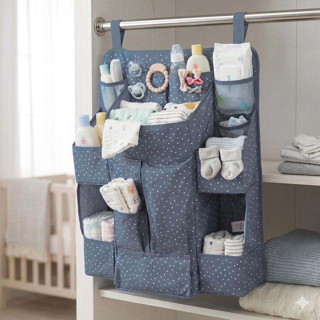 Multi-Pocket Hanging Baby Care Organizer (1 Pc)