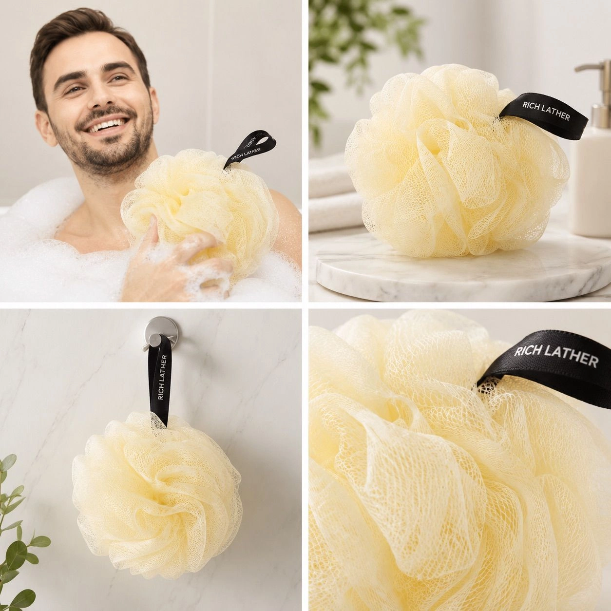 Soft Mesh Bath Loofah Scrubber (2 Pc)