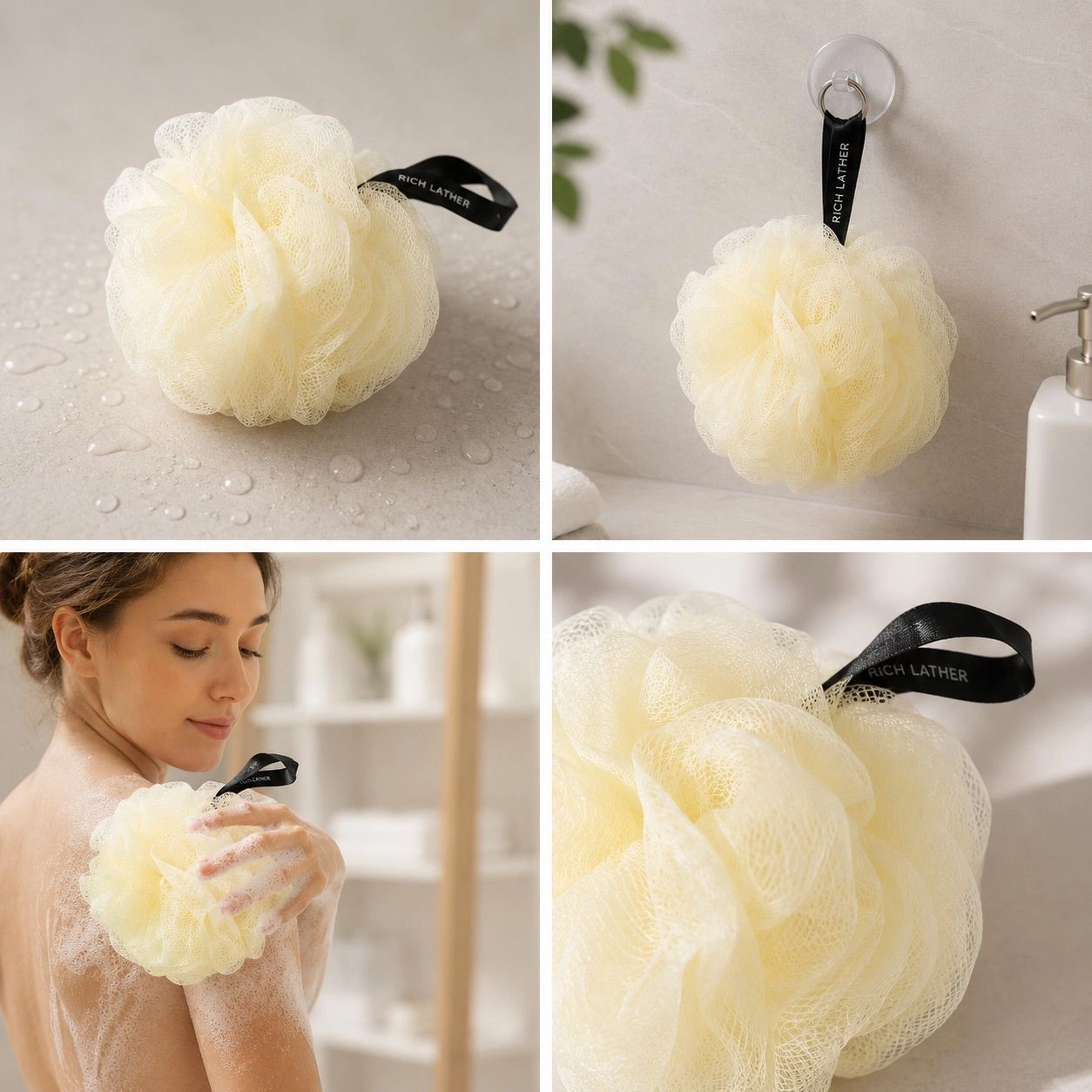 Soft Mesh Bath Loofah Scrubber (2 Pc)