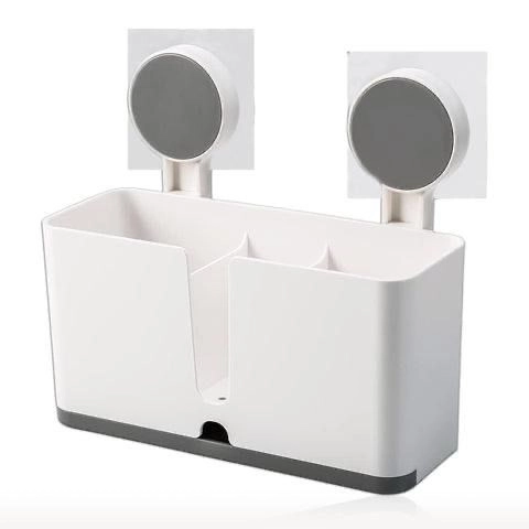 Wall Mounted 3 Compartment Toothbrush Holder With Adhesive Installation