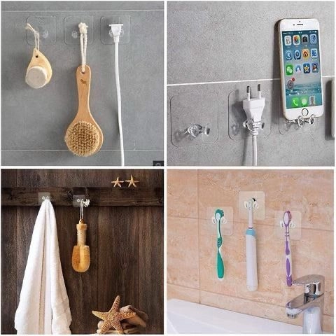 Transparent Multi-Function Wall Storage Hooks (10 pc)