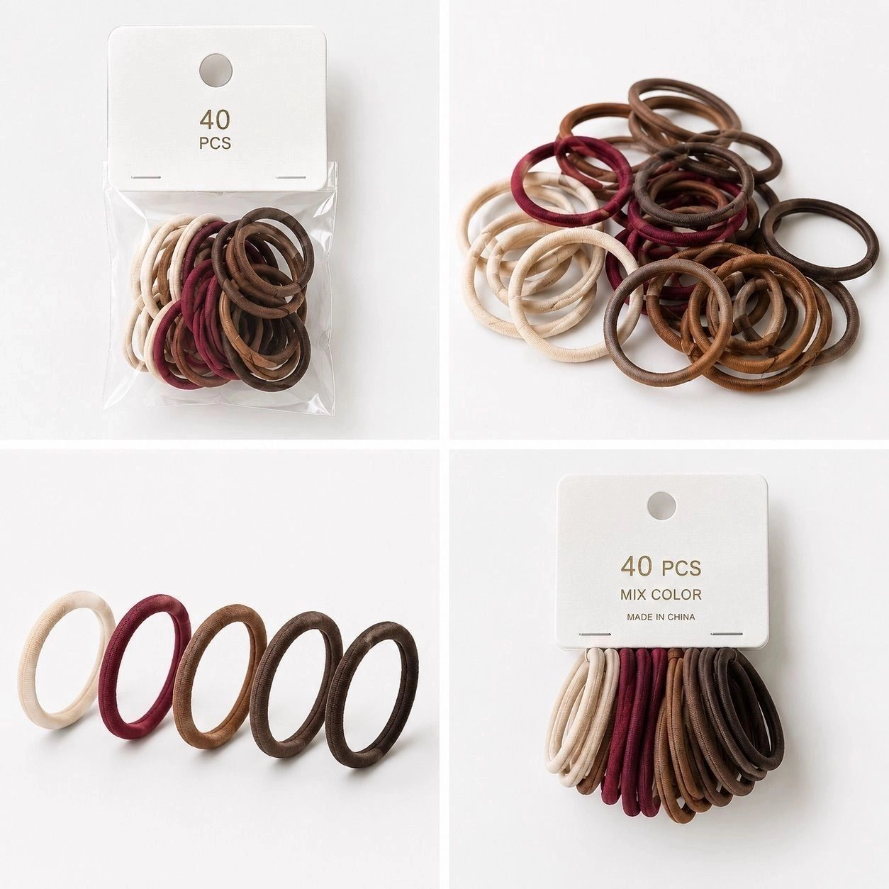 Soft Elastic Hair Bands For Women & Girls 40 Pc Mix Color