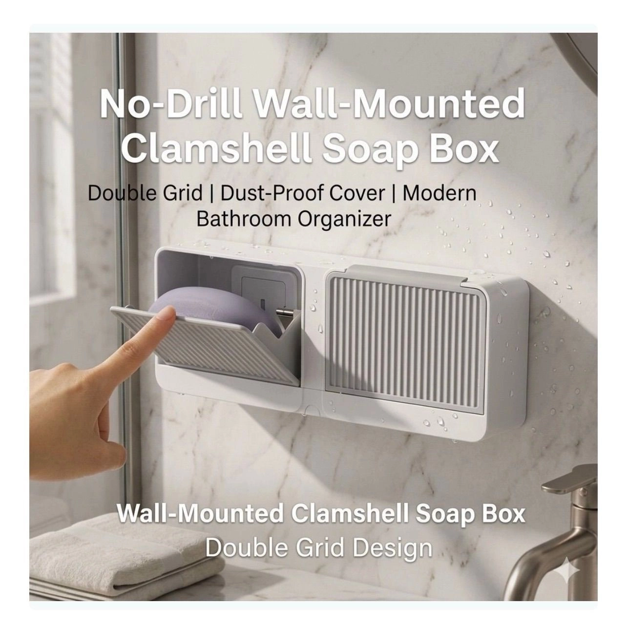 3-in-1 Premium Bathroom & Vanity Organizer Combo (Wall-Mounted Soap Box + Cosmetic Caddy + Toothbrush Holder)