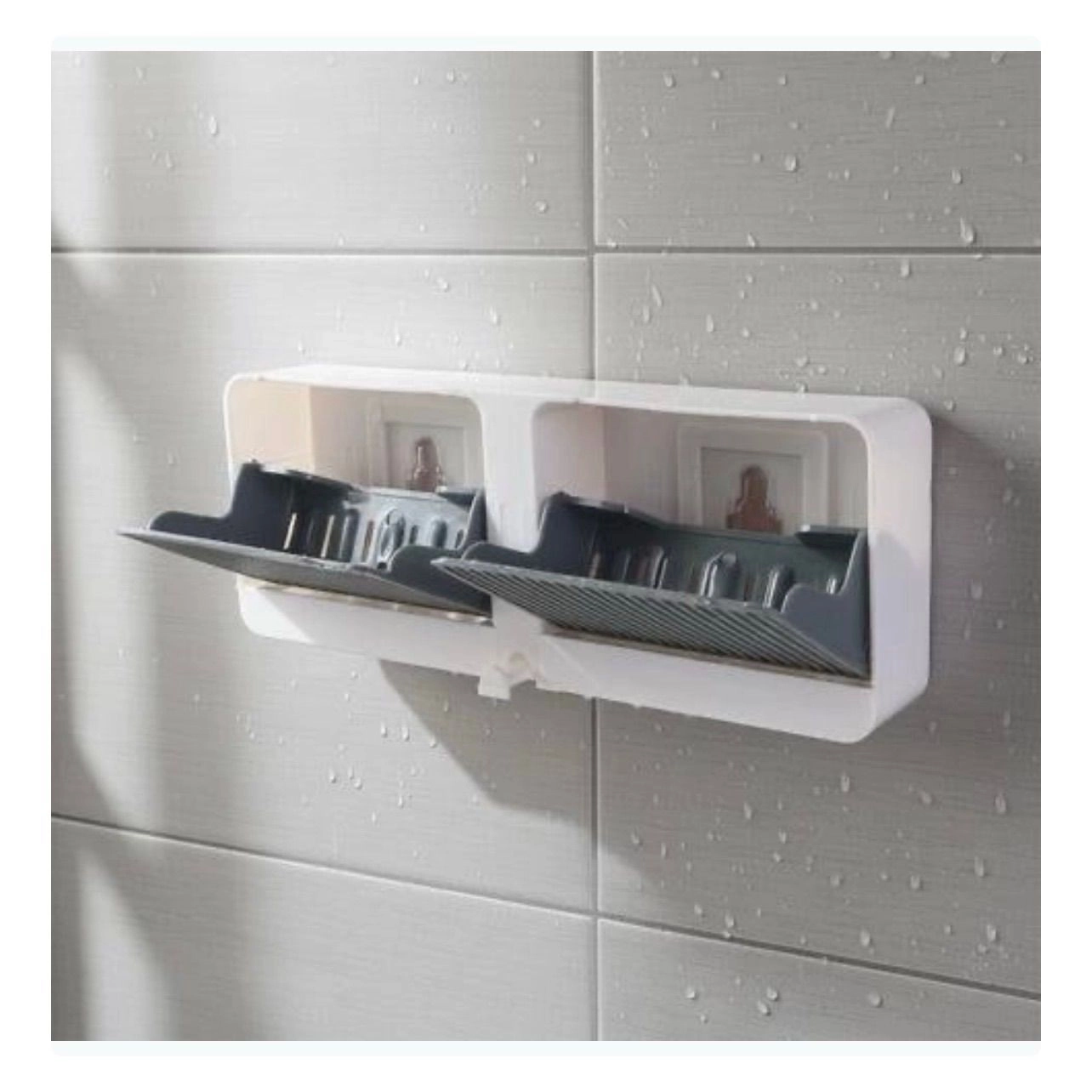 3-in-1 Premium Bathroom & Vanity Organizer Combo (Wall-Mounted Soap Box + Cosmetic Caddy + Toothbrush Holder) 3