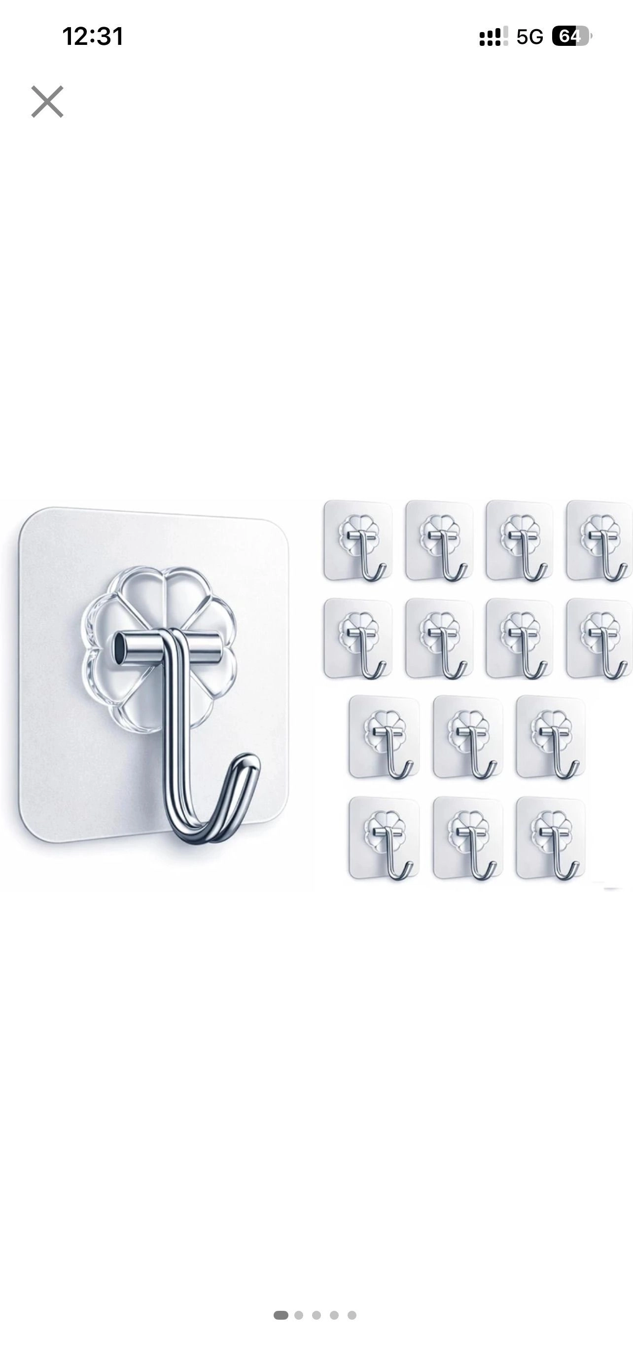 pack of 12 Self Adhesive Wall Hooks Heavy Duty Clear Magic Sticker Hooks for Home Kitchen Bathroom Hanging Towels, Clothes, Utensils - Waterproof & Stainless Steel by 1