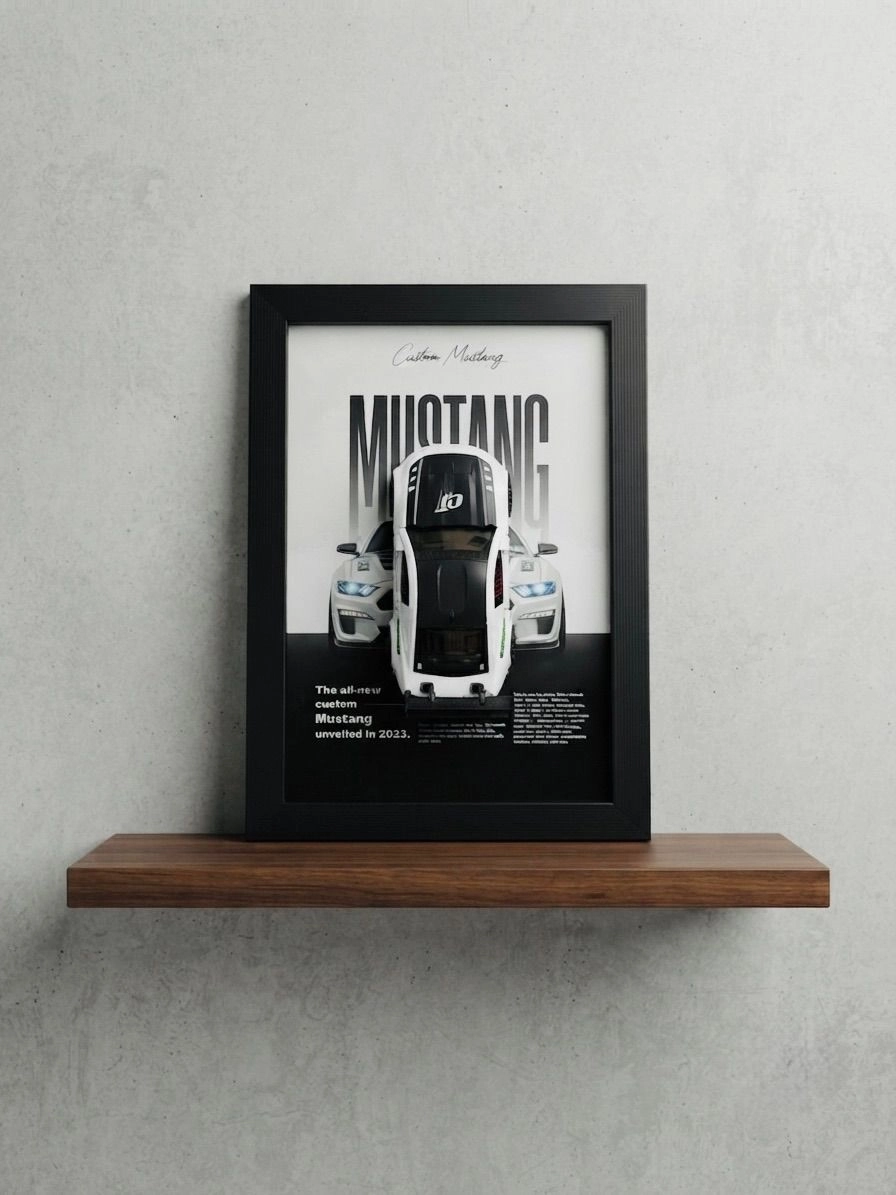 Ford Mustang Collector Display Frame – Pearl White Edition 🤍