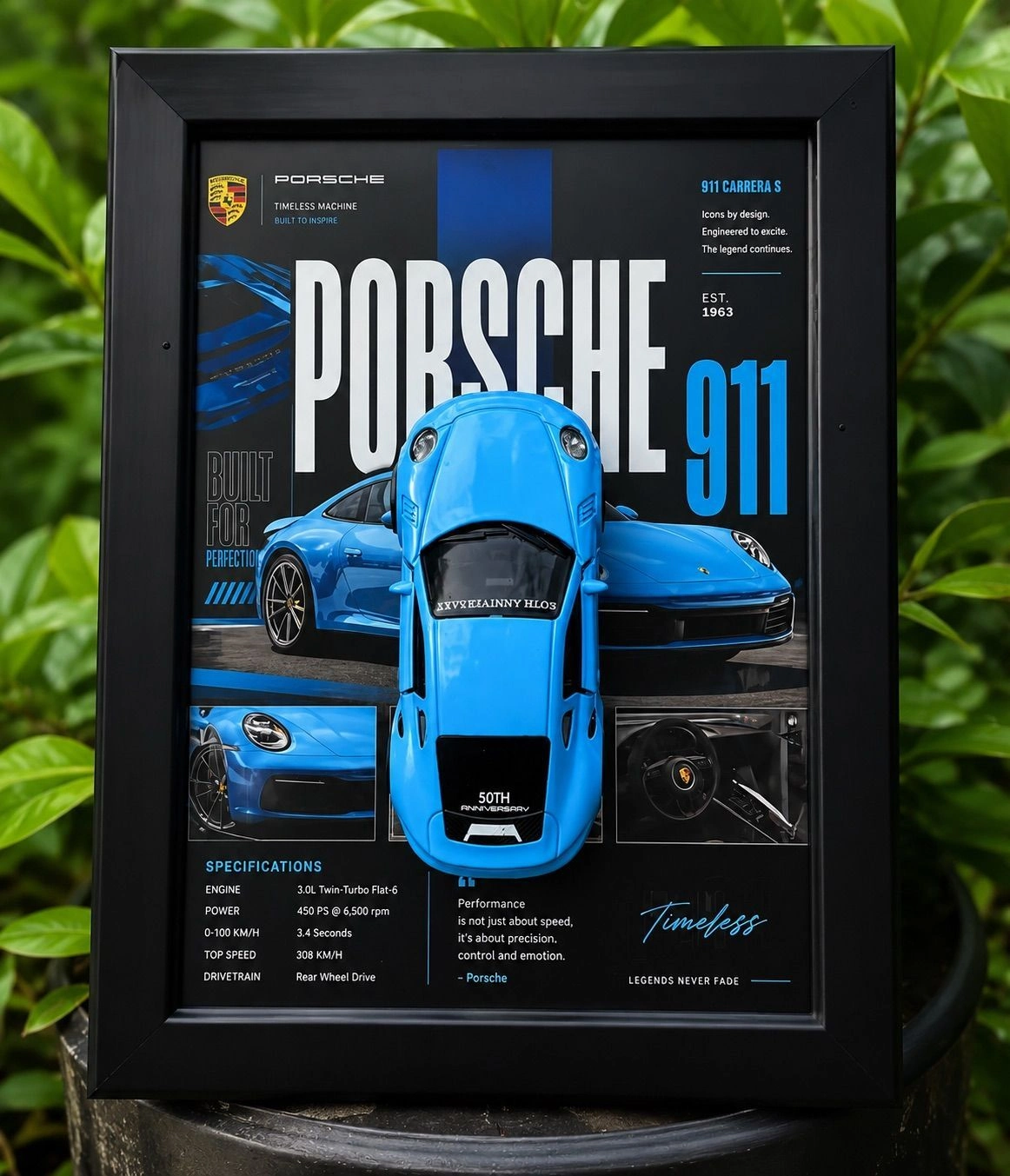 Porsche 911 GT3 RS Frame – Sky Blue Edition 🩵