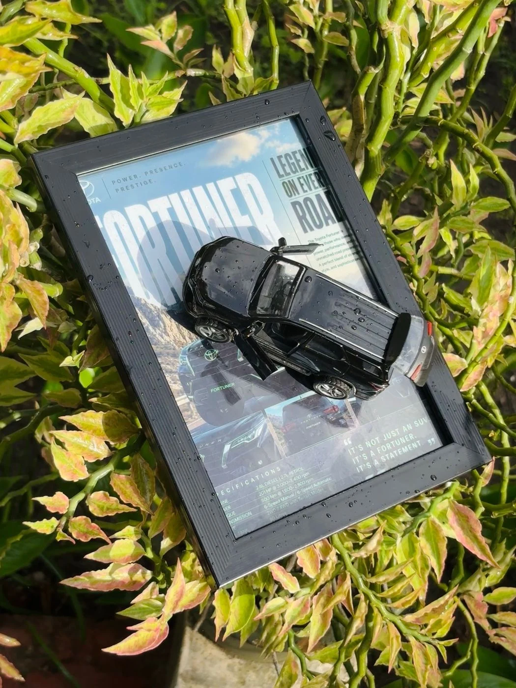 Toyota Fortuner Black Die-Cast Car Frame – Premium Edition 🖤