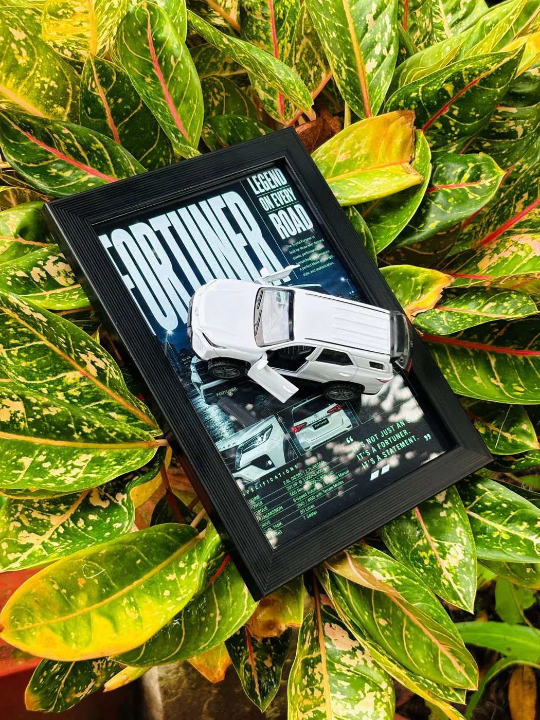 Toyota Fortuner Collector Display Frame – Pearl White Edition 🤍 1