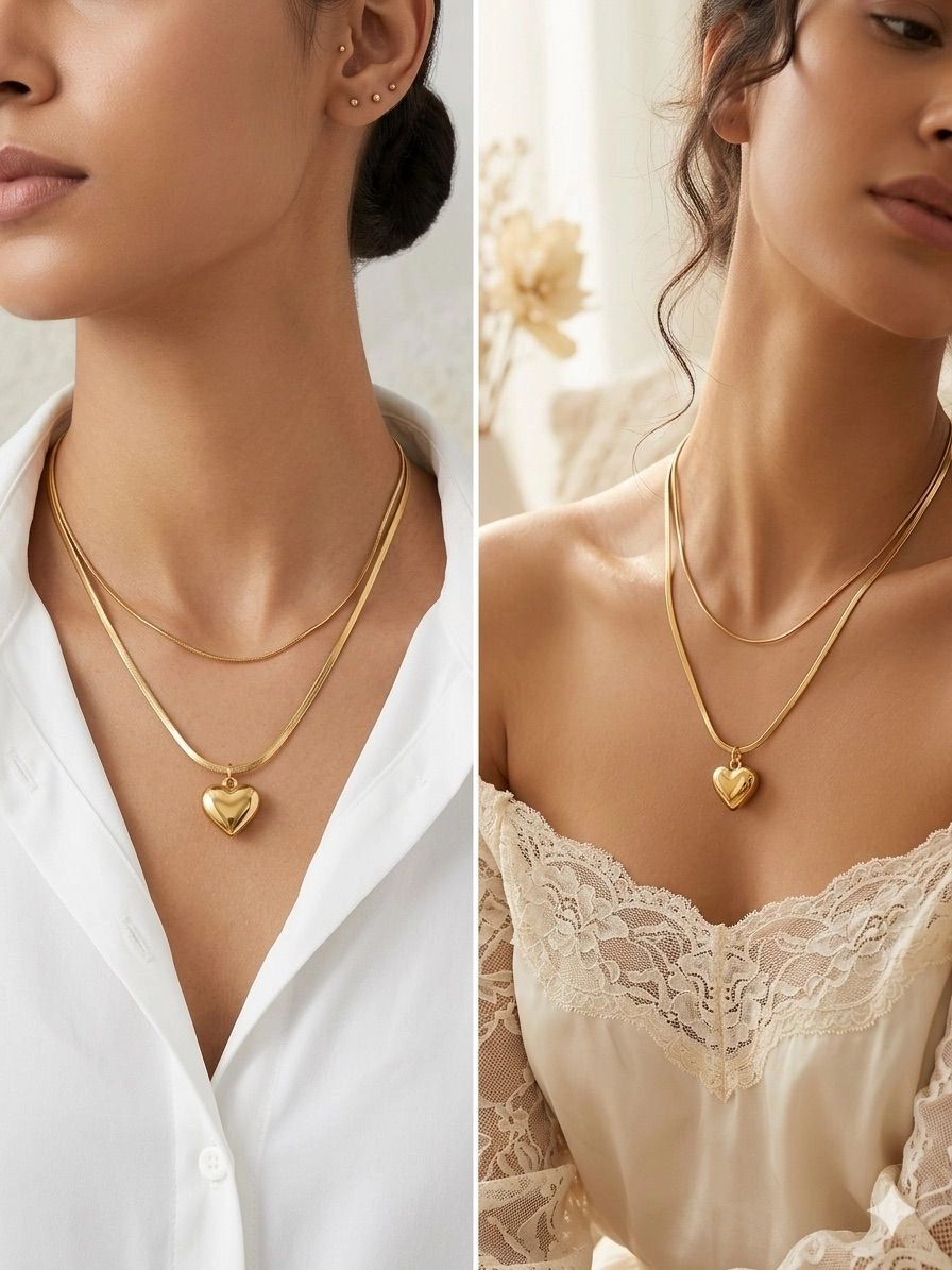 Bold heart Layered Necklace