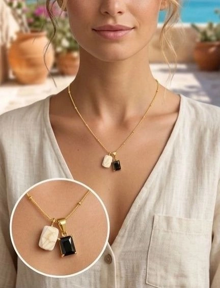 Obsidian & Marble Charm 1