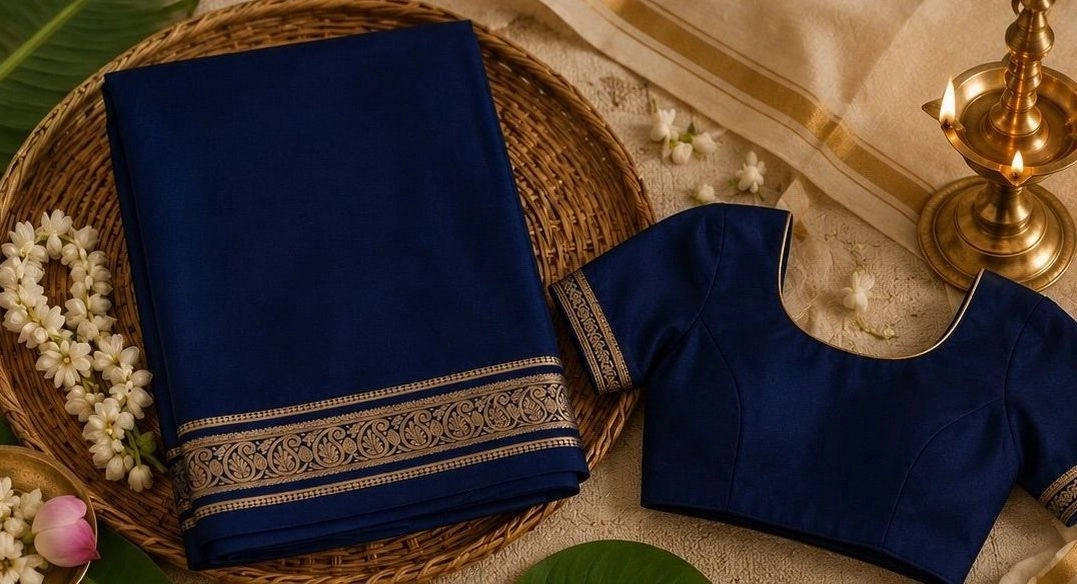 Royal Blue Crape Saree