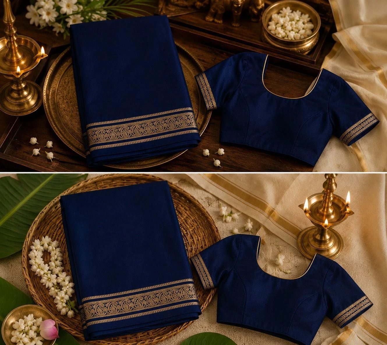 Royal Blue Crape Saree 3