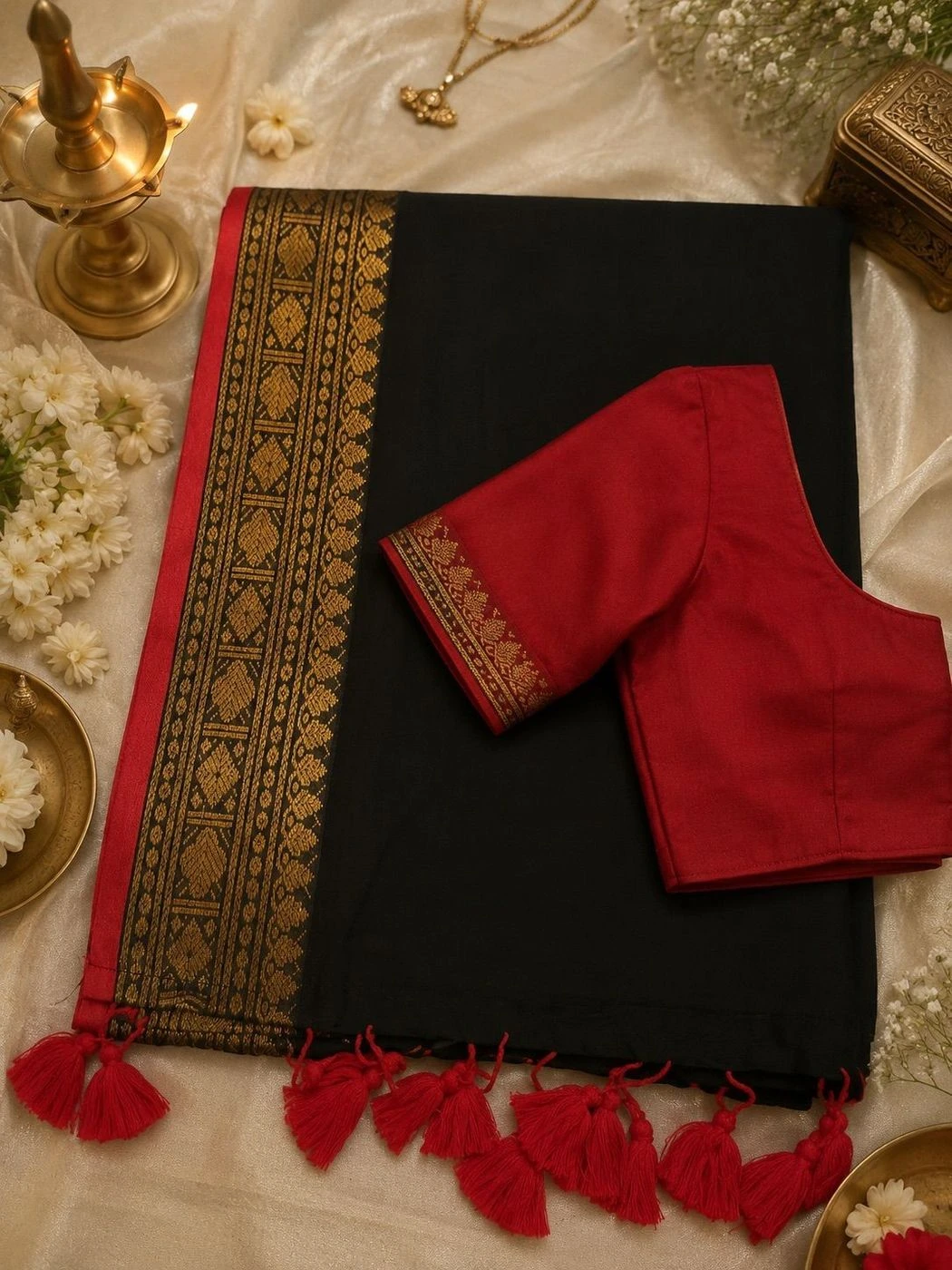 Black Mulcotton Kerala Saree