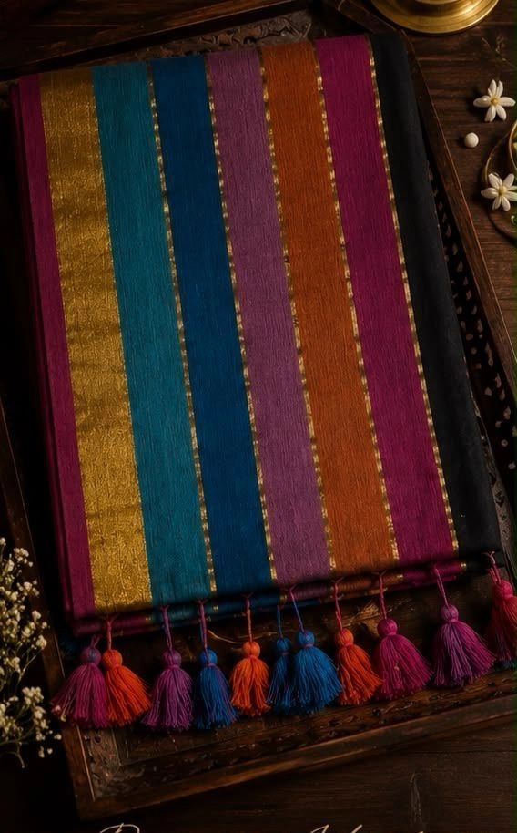 Multicolour Mulcotton Kerala Saree