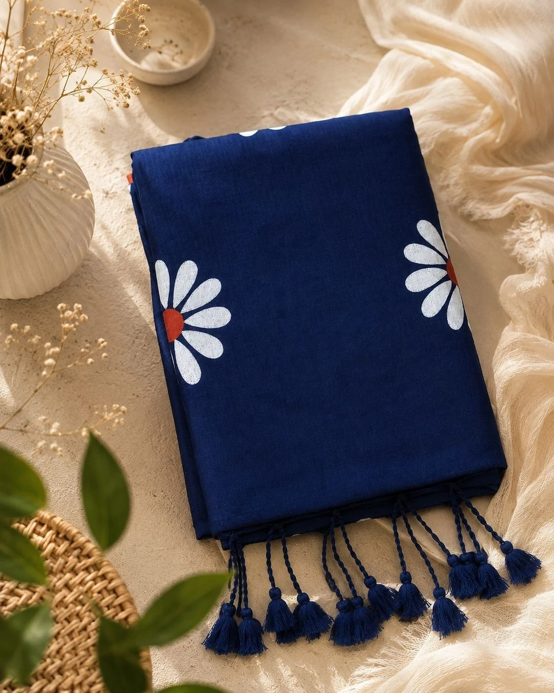 Khadi Mulcotton Blue with White 2