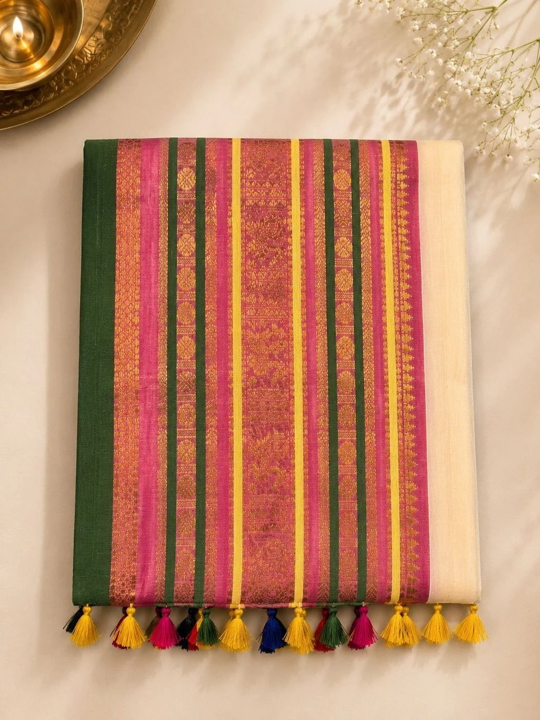 Rose and Green Border Mulcotton