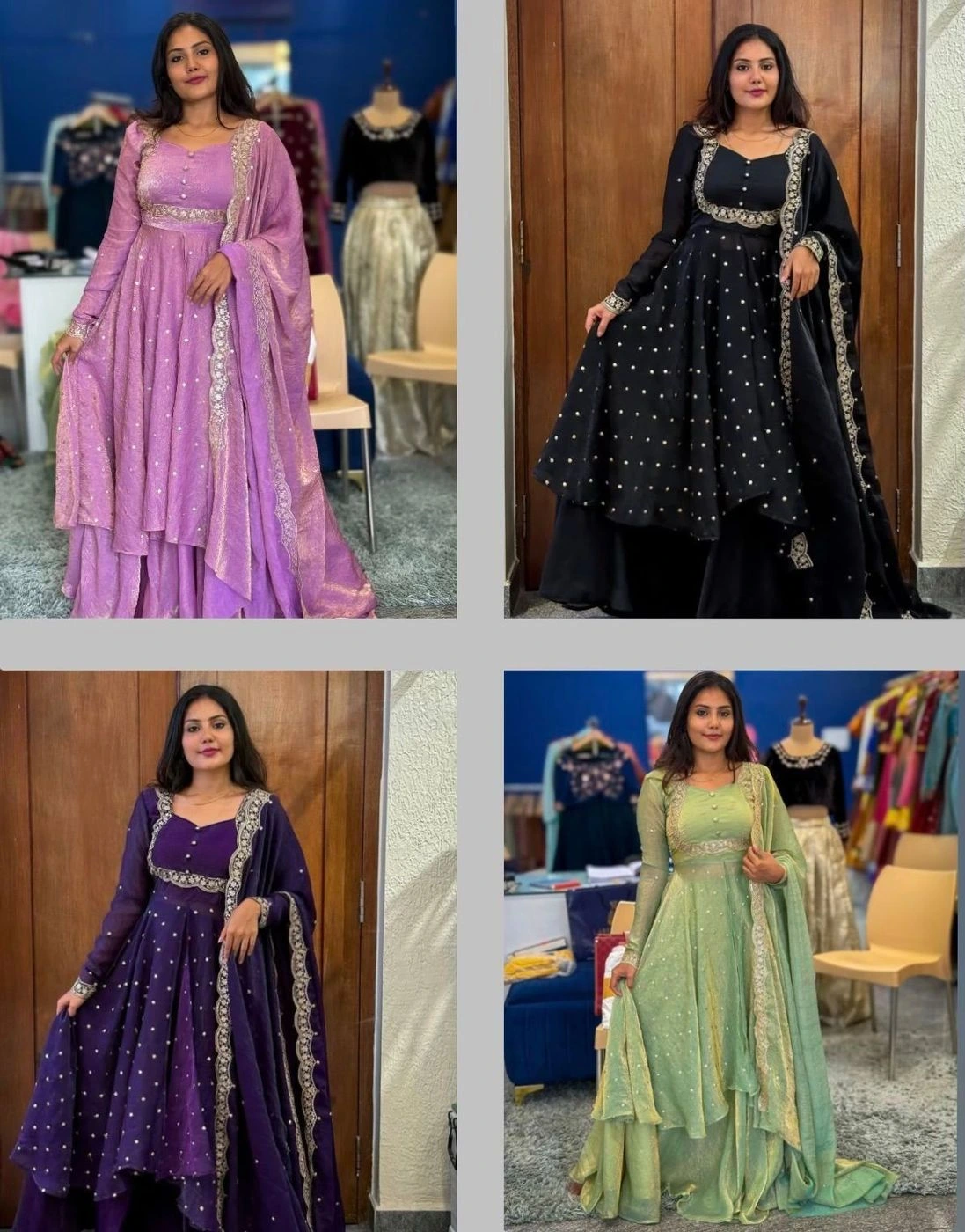 Black dress ka naam: "Elegant Black Sequined Anarkali Set 4