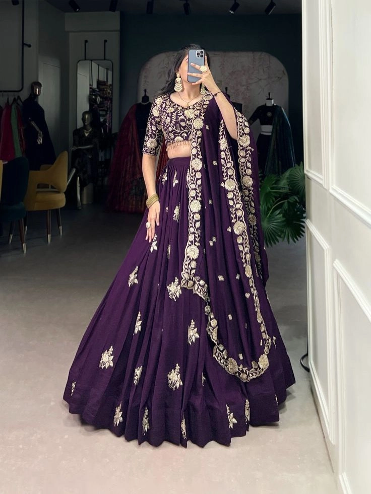 Purple color lehnga choli