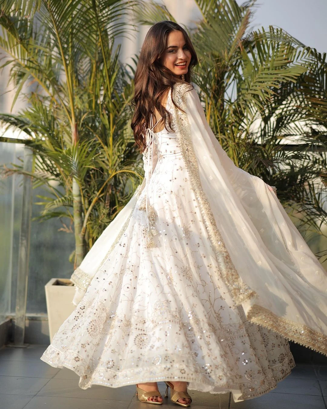 White Anarkali Suit 2