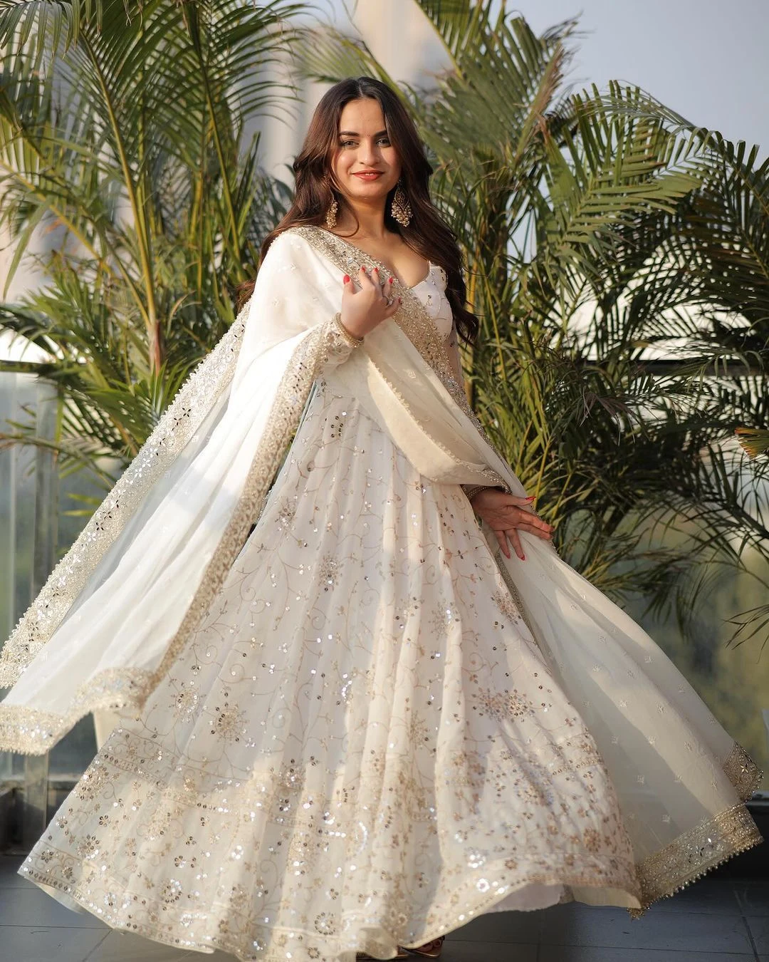 White Anarkali Suit 5