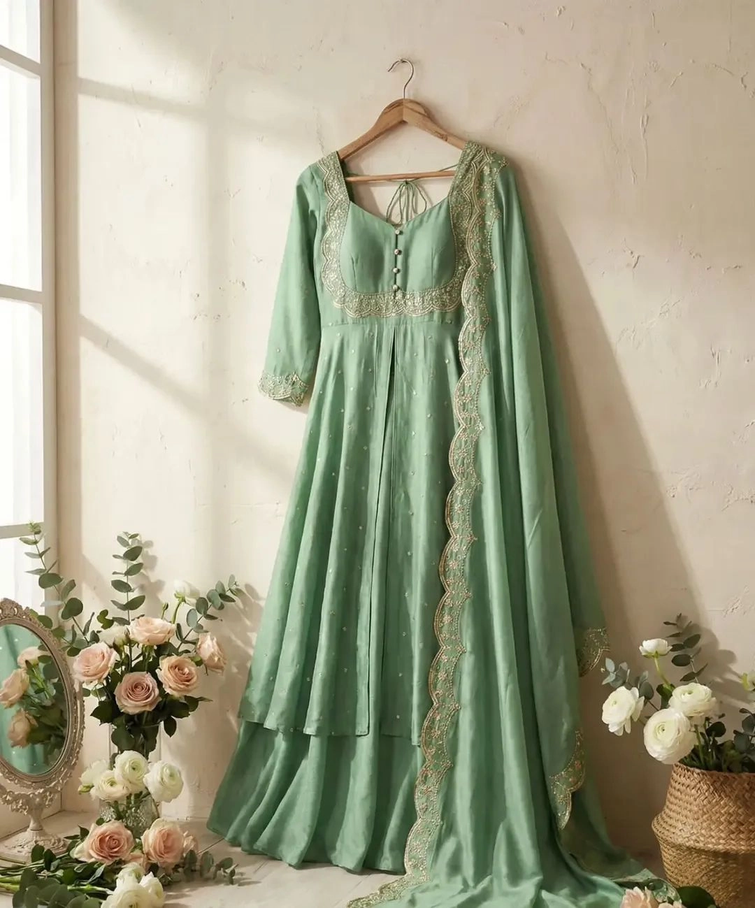 Heavy Fandy Silk Gown with Dupatta