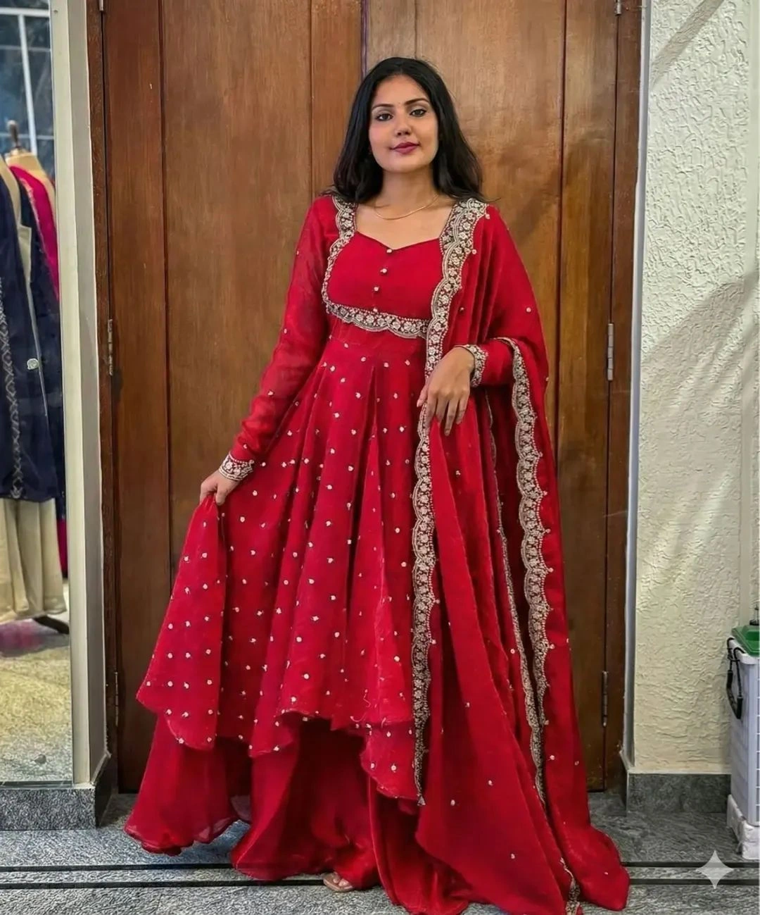 Heavy Fandy Silk Gown with Dupatta 2