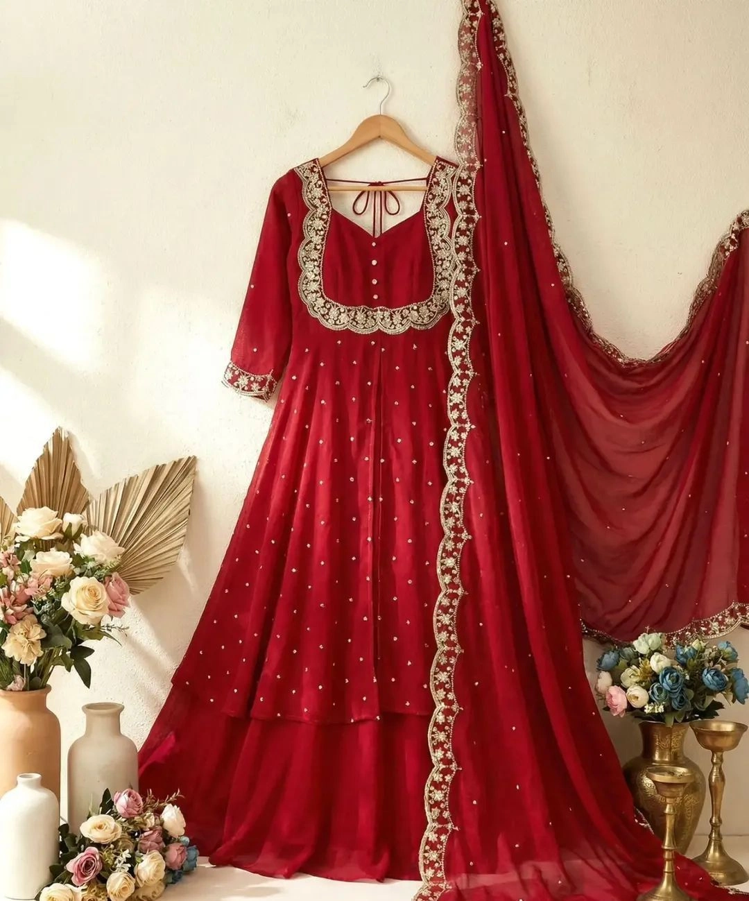 Heavy Fandy Silk Gown with Dupatta 4