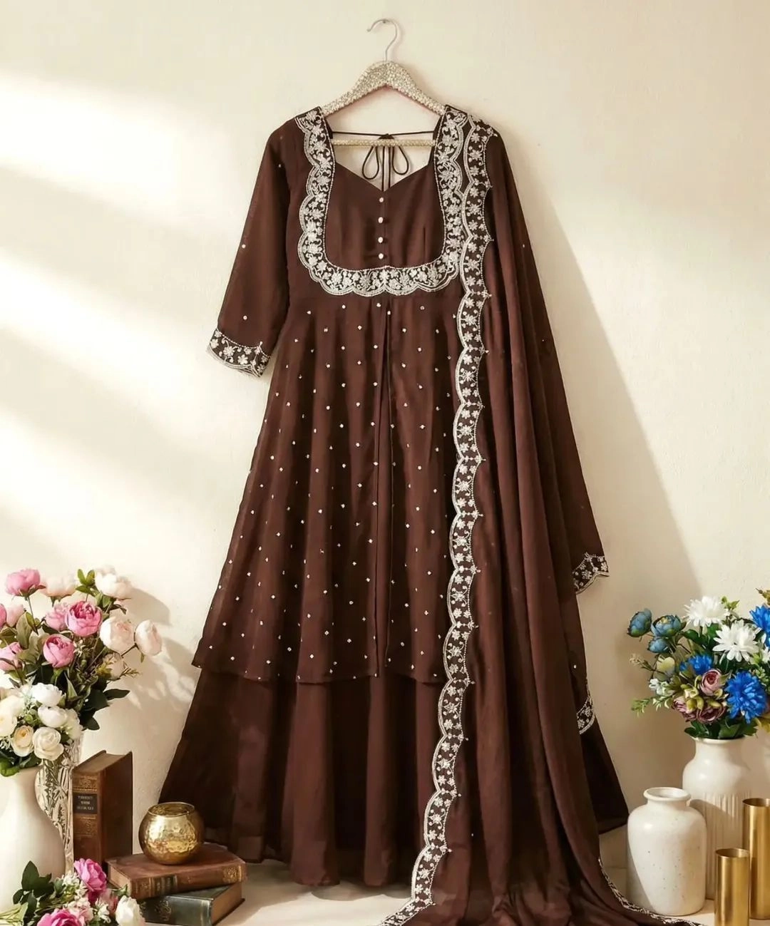 Heavy Fandy Silk Gown with Dupatta 6