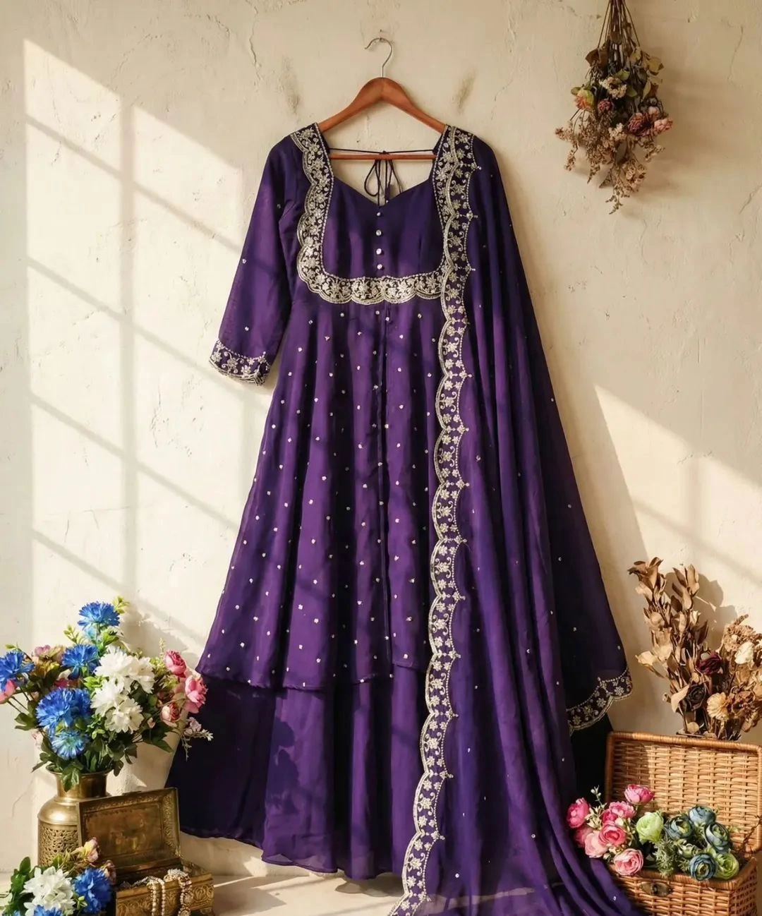 Heavy Fandy Silk Gown with Dupatta 7