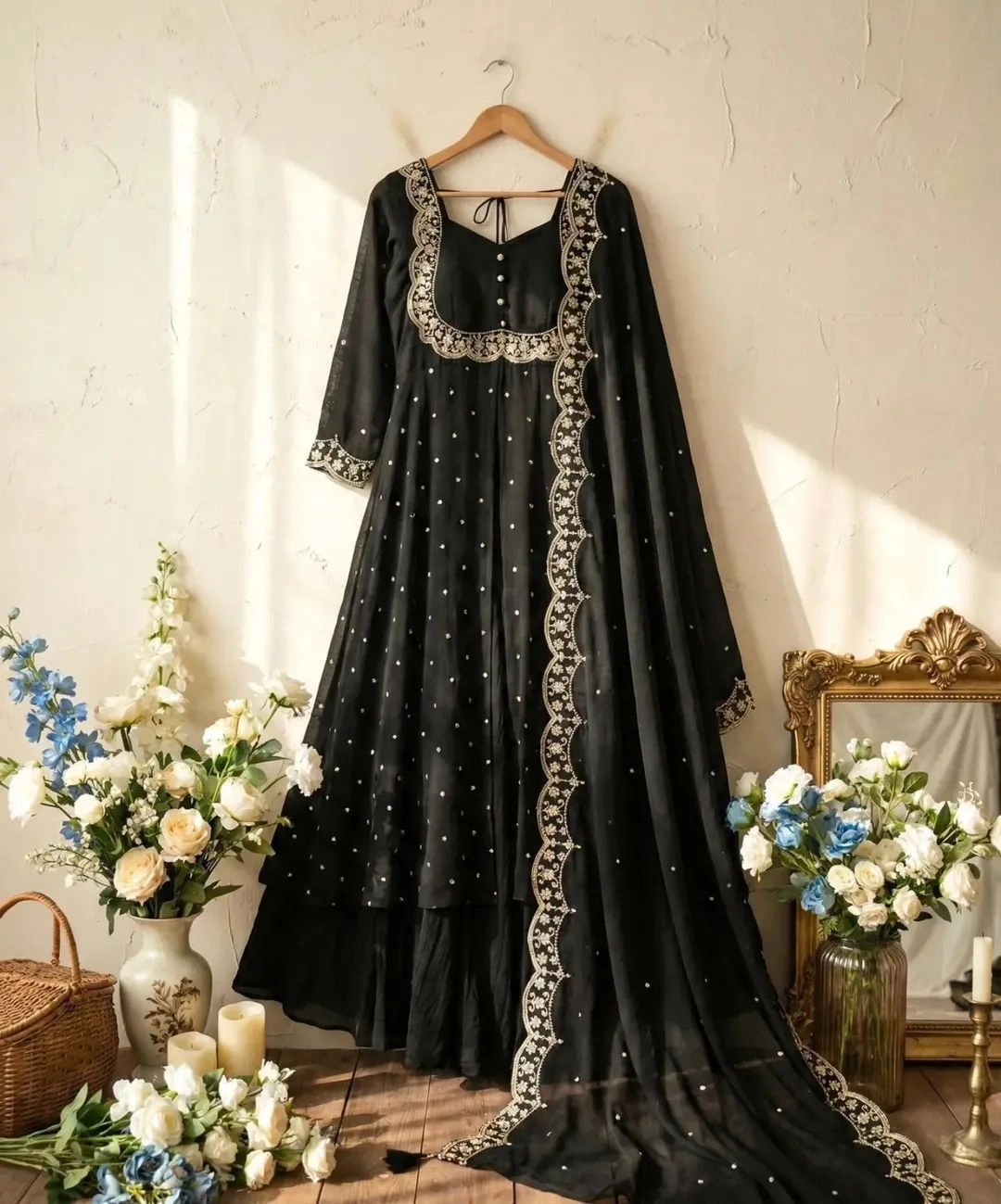 Heavy Fandy Silk Gown with Dupatta 11