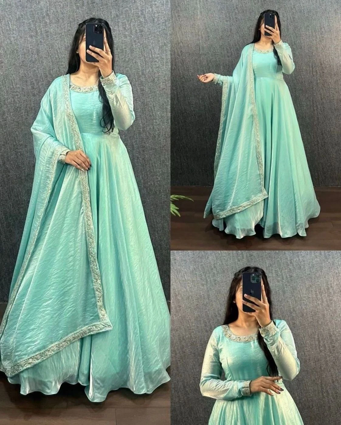 Mauve Embroidered Anarkali Gown with Dupatta 3