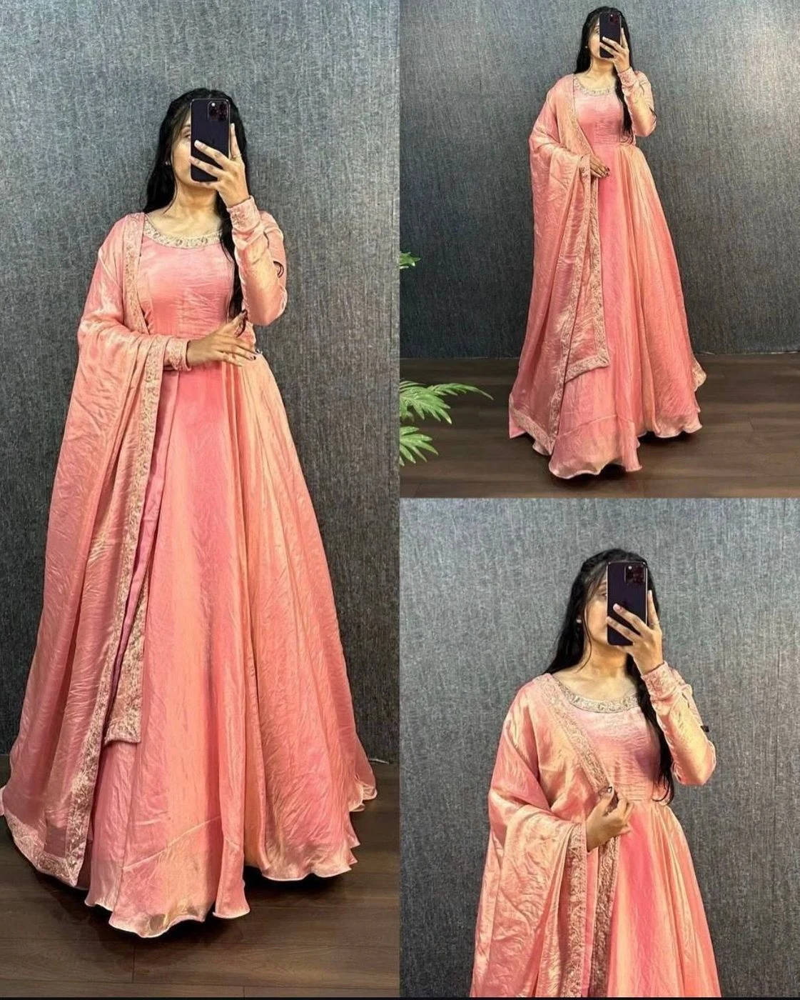 Mauve Embroidered Anarkali Gown with Dupatta 4