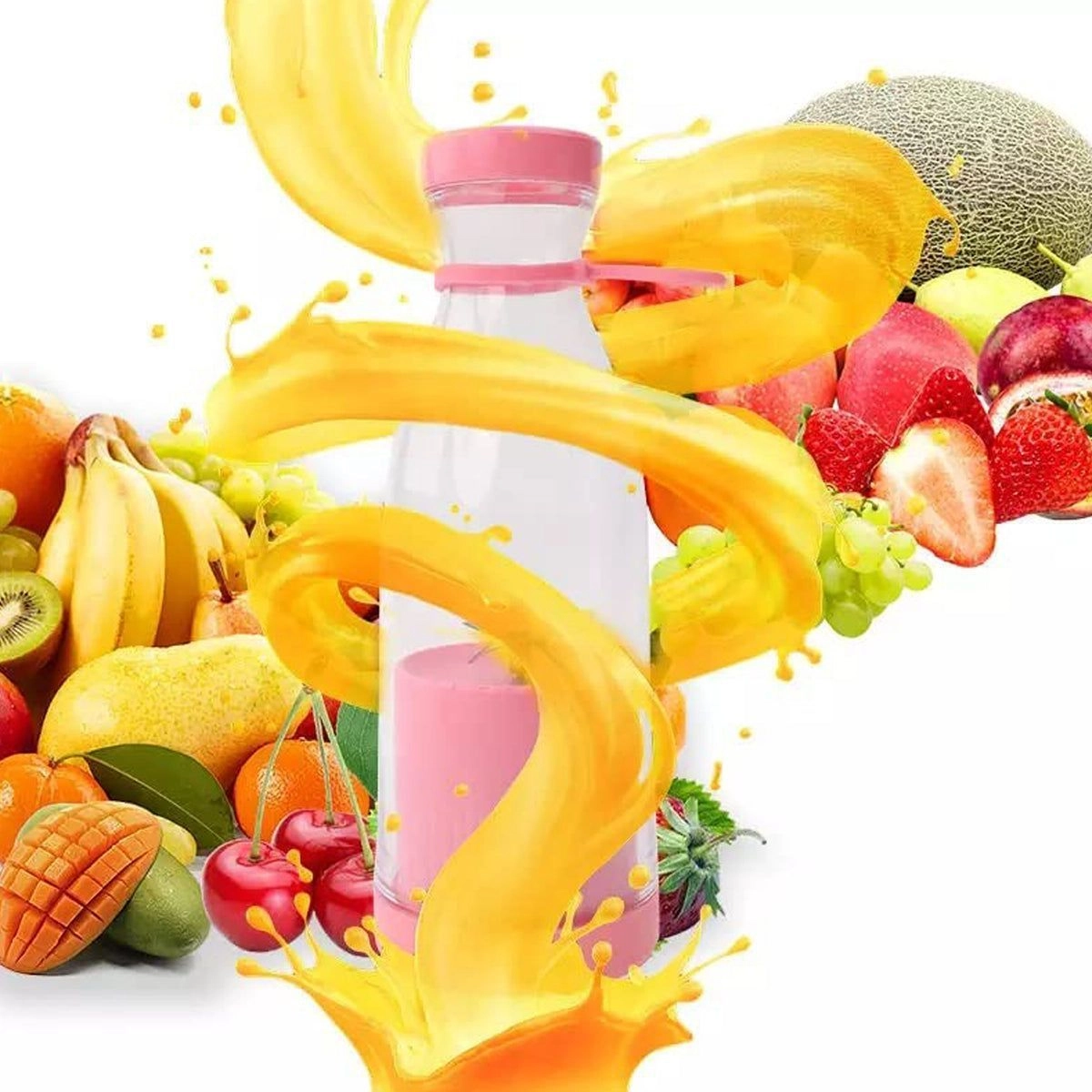 Ostin Portable USB Fruit Blender – Fresh Juice Maker, Rechargeable Personal Blender (Pink)