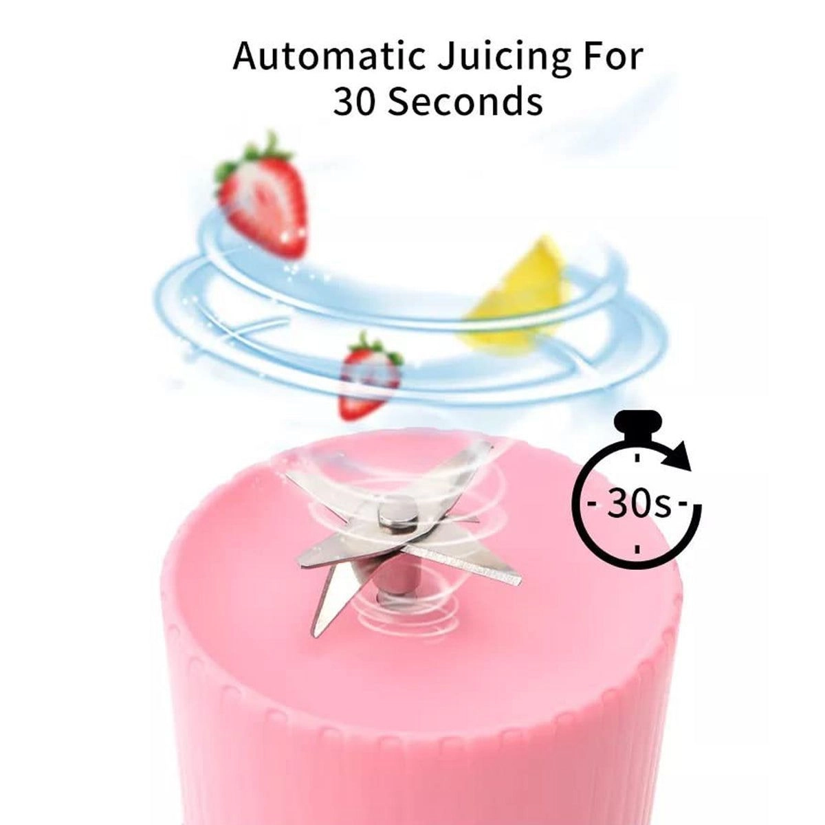 Ostin Portable USB Fruit Blender – Fresh Juice Maker, Rechargeable Personal Blender (Pink) 3