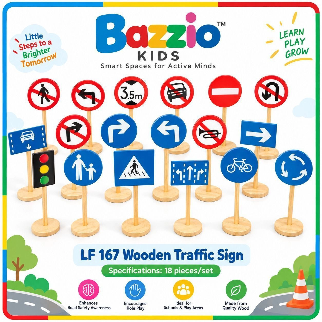 WOODEN TRAFFIC SIGN( 18 pc set )