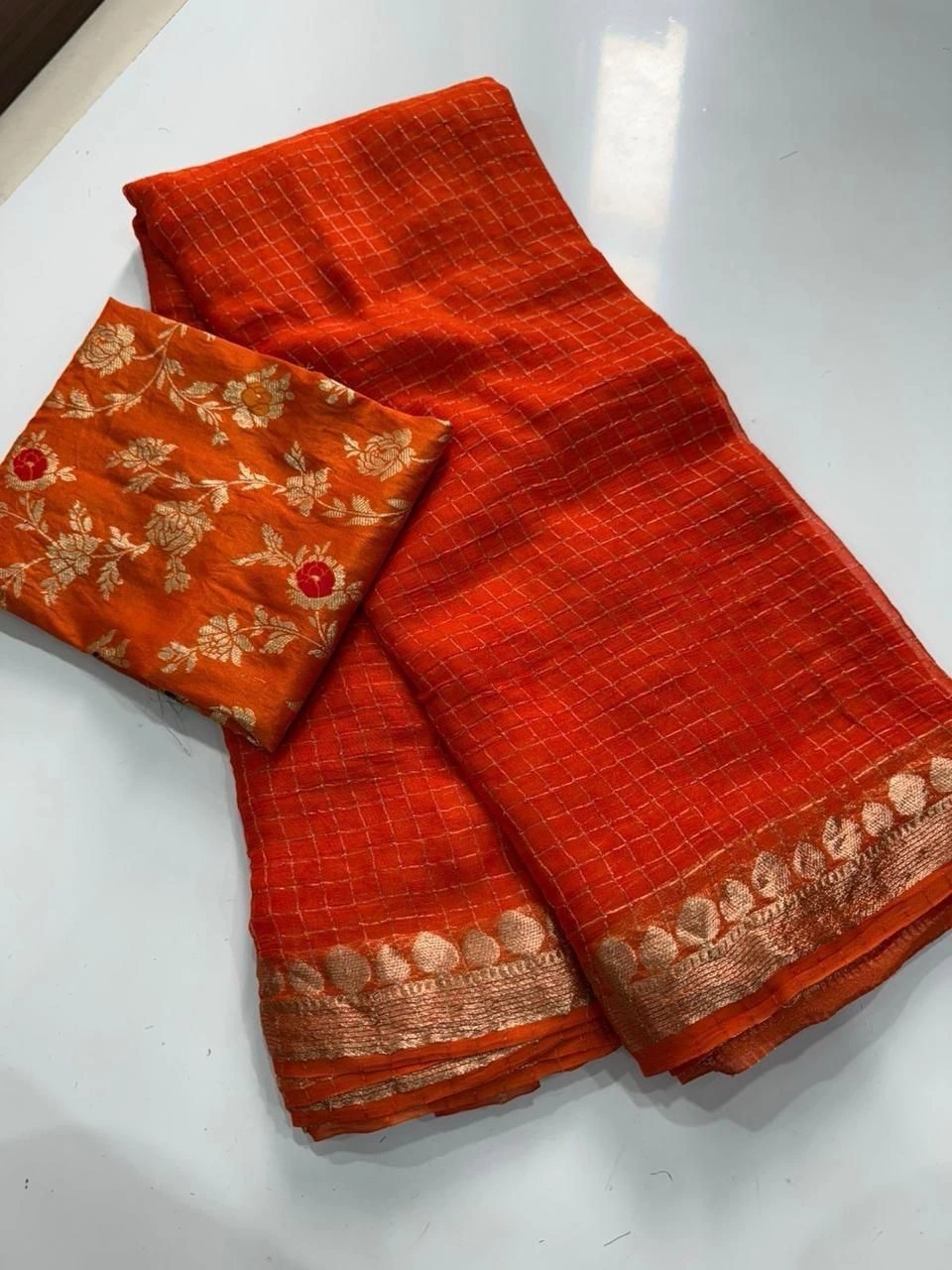 Viscose Georgette Saree With Mina Viscose Blouse