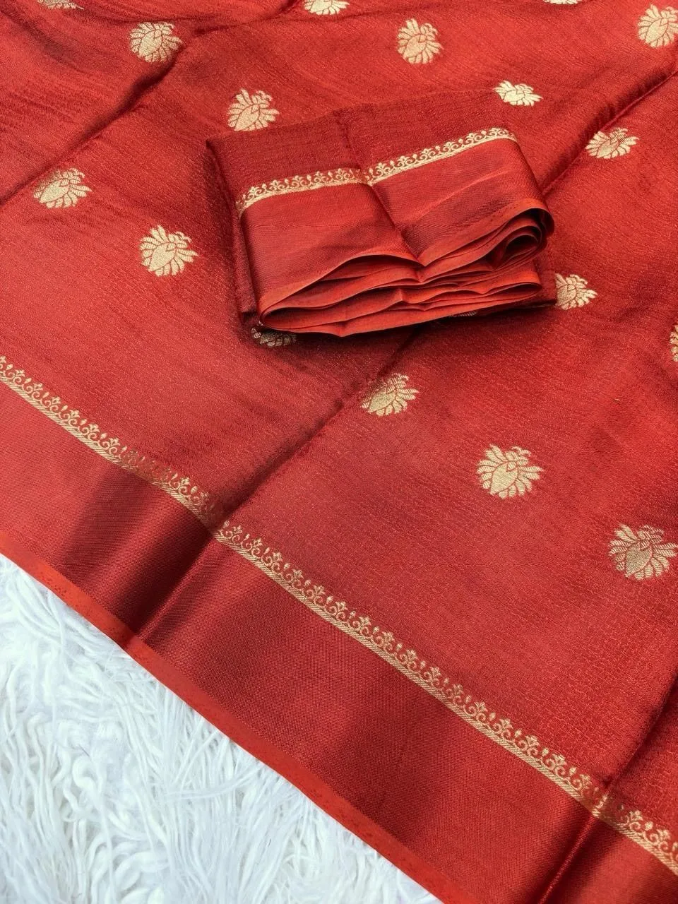 Pure soft Viscose Khadi silk fabric with satin border both side jacquard flower design all over with running blouse 4