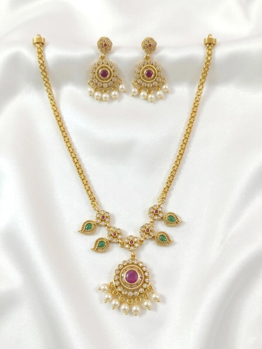 Cute AD Palakka Necklace set