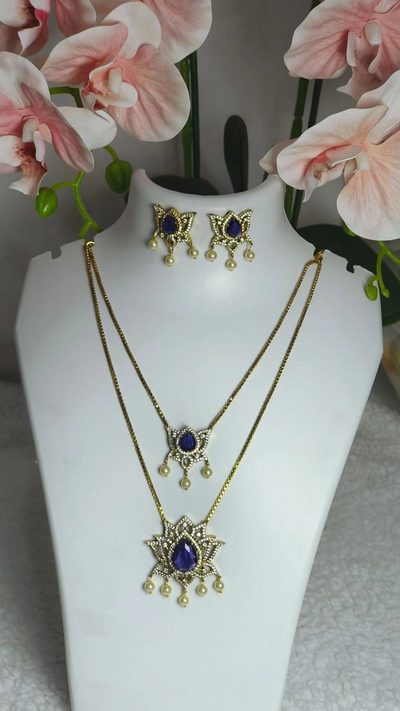 AD 2 layer lotus pendant chain set 1