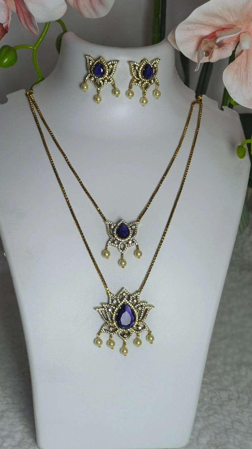 AD 2 layer lotus pendant chain set 2
