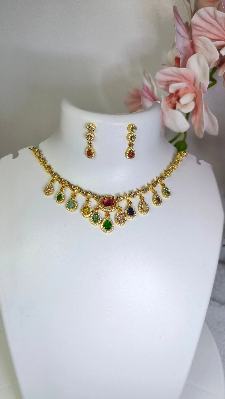AD Multi colour Necklace set 1