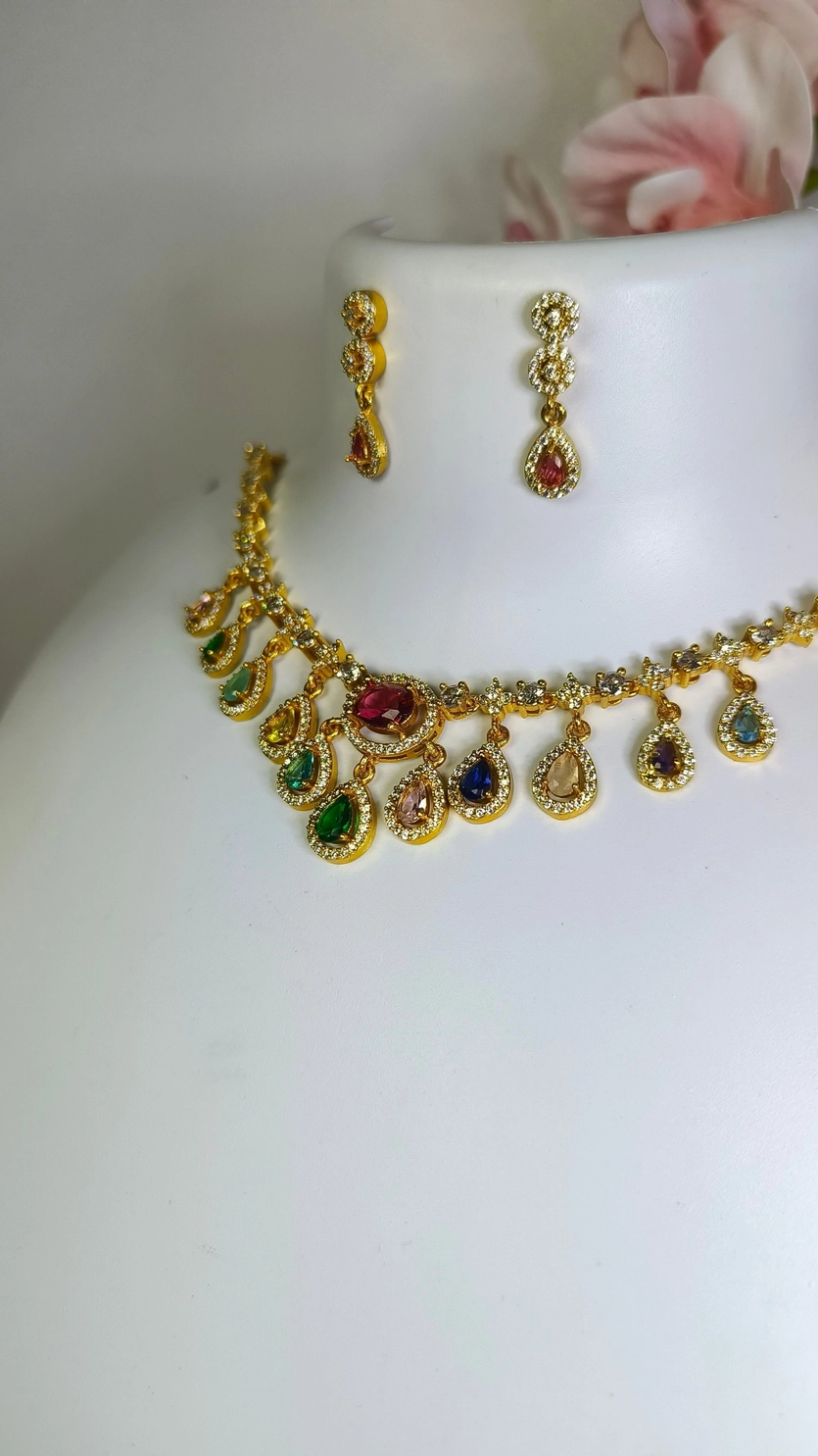 AD Multi colour Necklace set 2