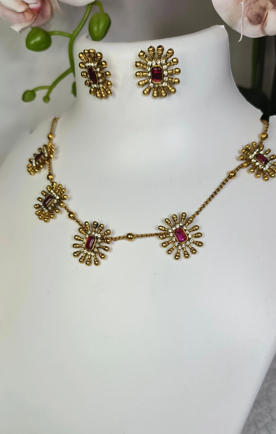 Simple Ruby Necklace set
