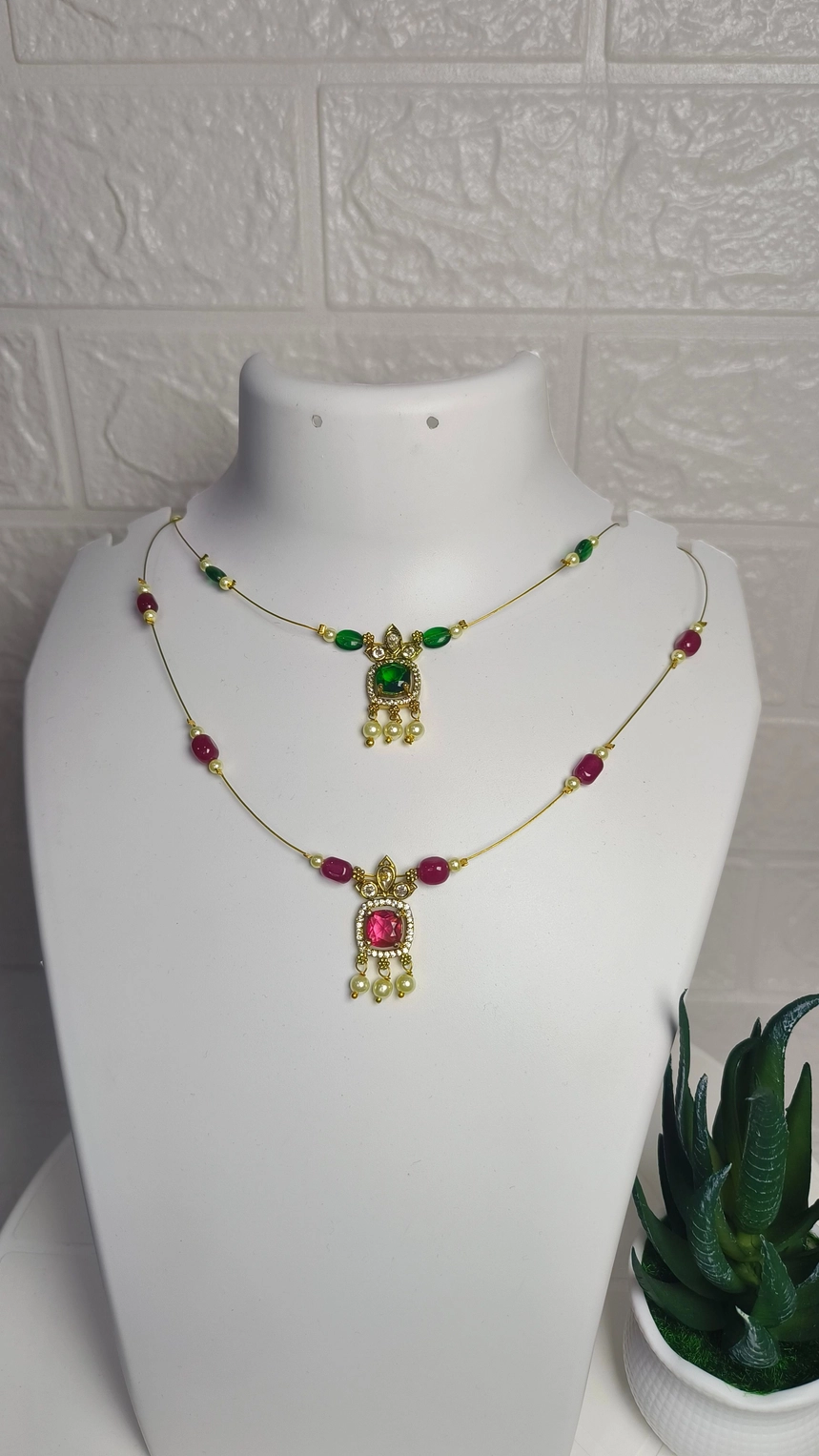 AD stone pendant invisible chain