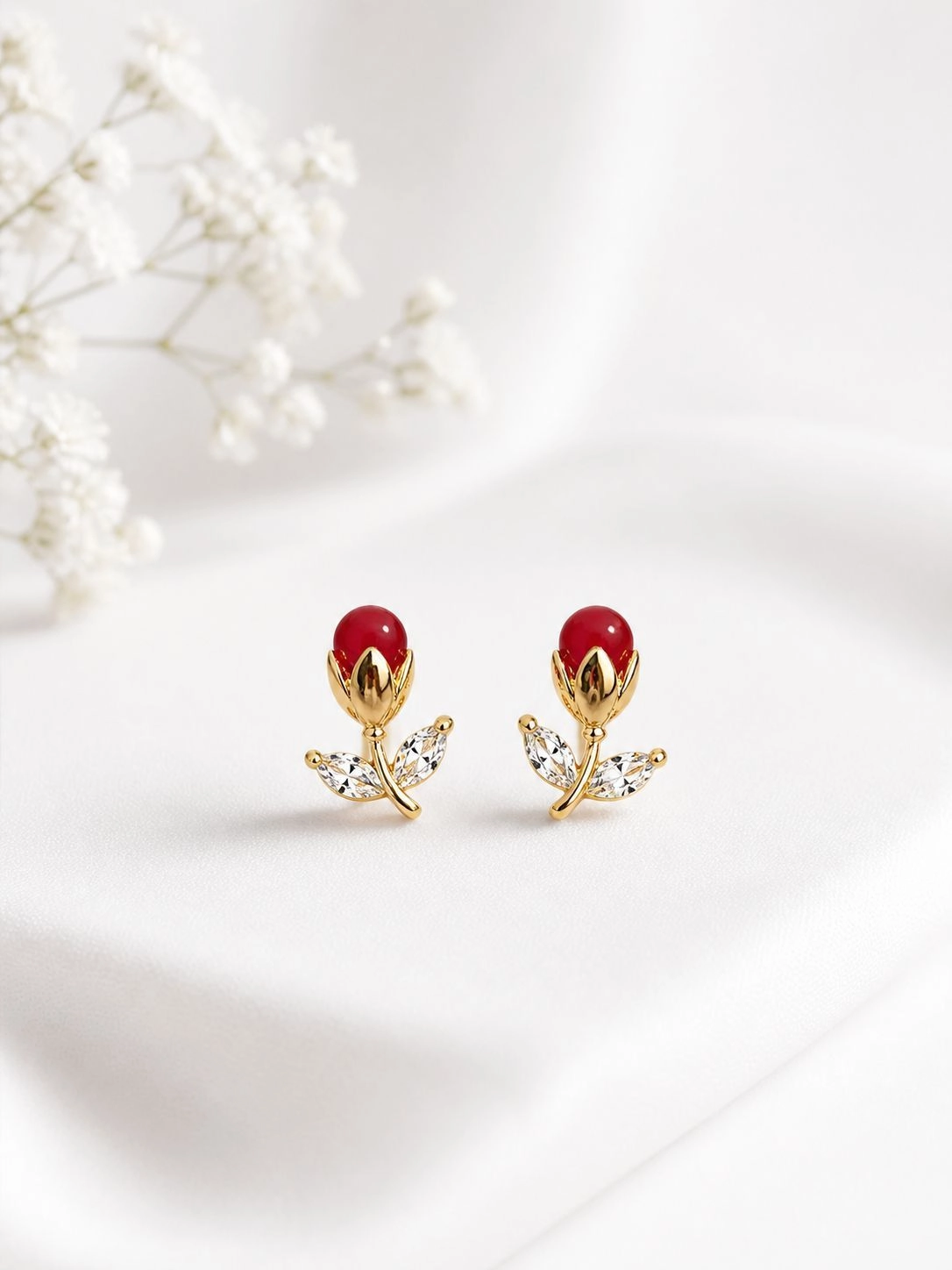 Red Floral earring ✨