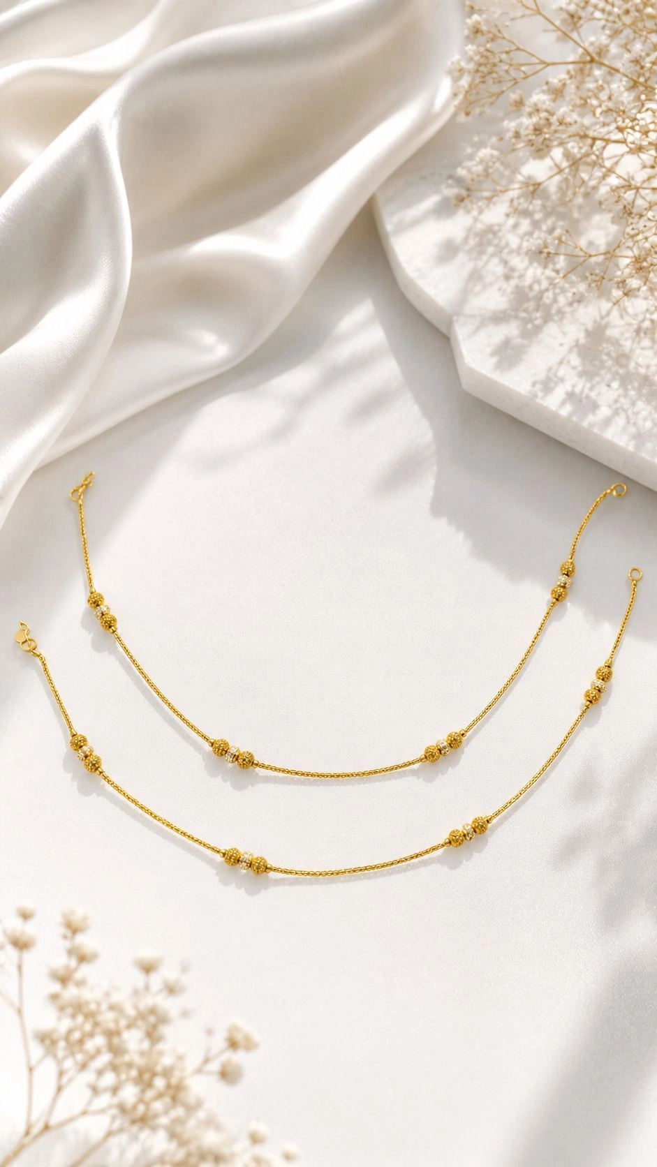 Gold&silver bead anklet