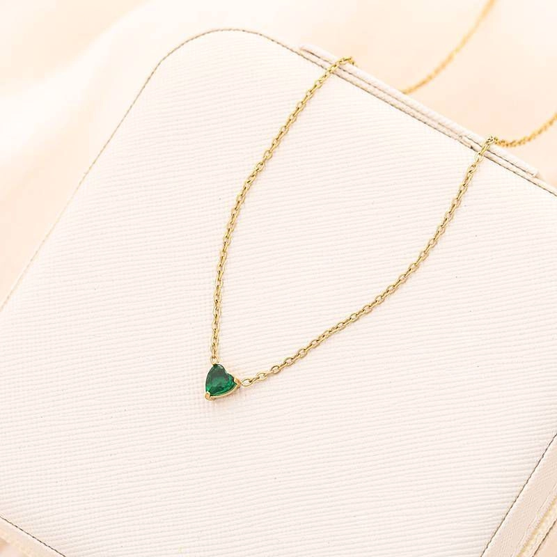Emerald heart pendant necklace